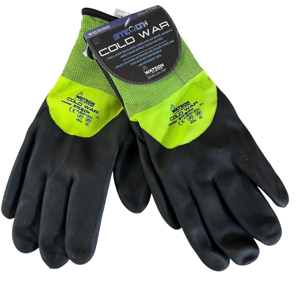 Watson Gloves Work Cold War Stealth #9392 Size XL Insulated Liner Green Black